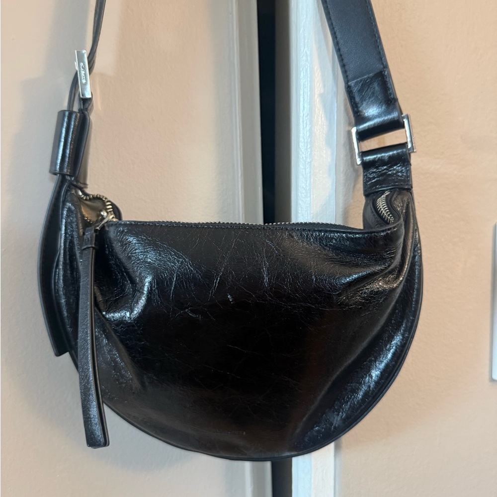 All Saints Black Leather Crossbody Bag - Picture 10 of 10